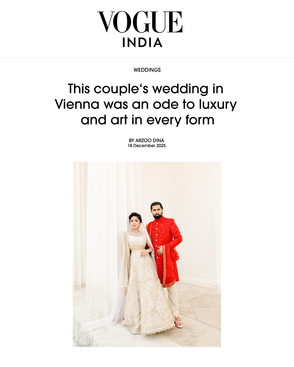 Luxury wedding featured in Vogue India, by BMSN by Dani Rodriguez